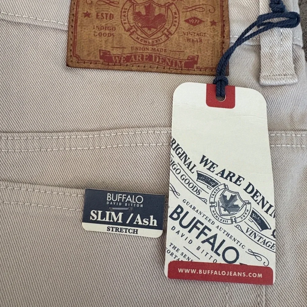Buffalo David‎ Bitton Slim Ash Stretch Jeans Mens 38x30 Ash Beige